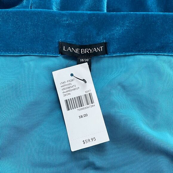 New With Tags Lane Bryant Size 18/20 Off Shoulder Teal Velvet Short Sleeve Top - Picture 4 of 4